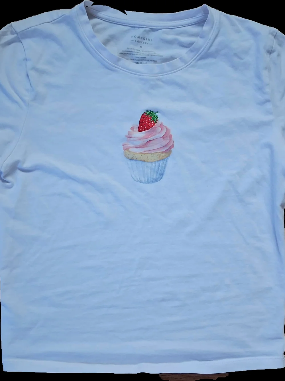 White Cupcake Graphic Tee with Pink Frosting - Picture 1 of 2